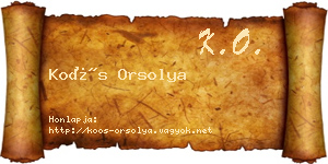 Koós Orsolya névjegykártya